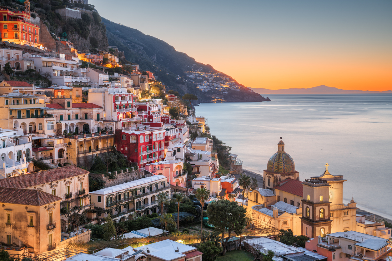 Positano on cliffs in Italy