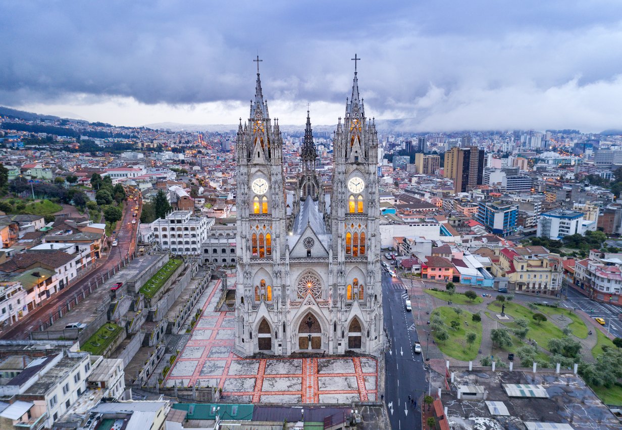 A gothic revival church in the historical part of Quito.