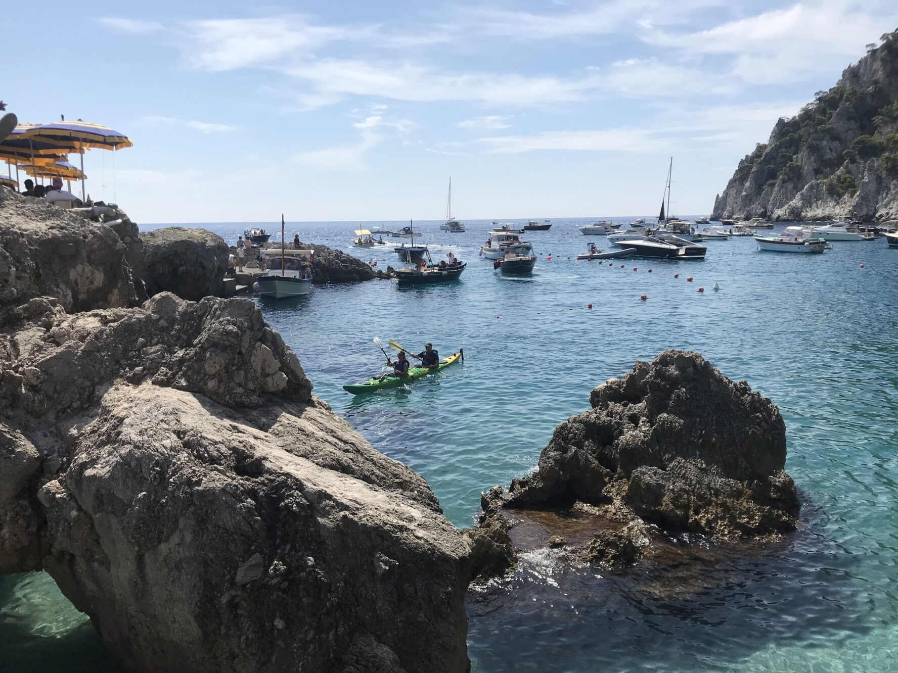 Two kayakers on the Amalfi Coast