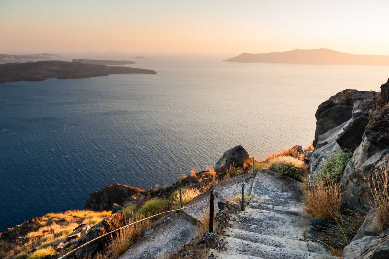 Walking path in Santorini