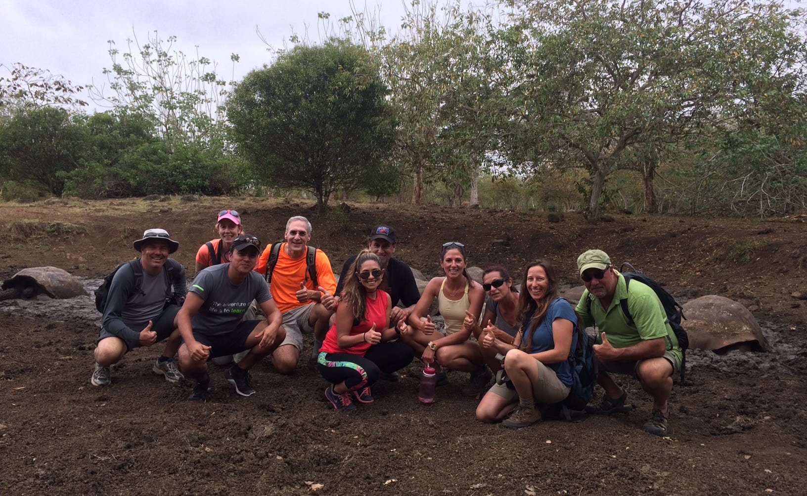 Group hiking in Galapagos