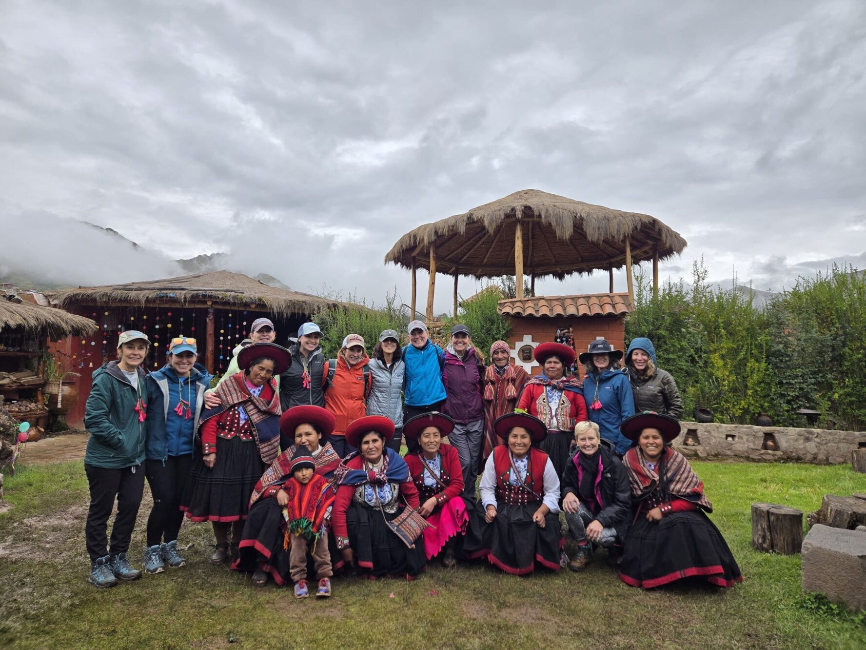 Group of traditional women hikers in Peru
