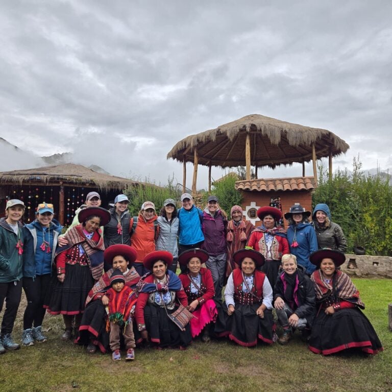 Group of traditional women hikers in Peru