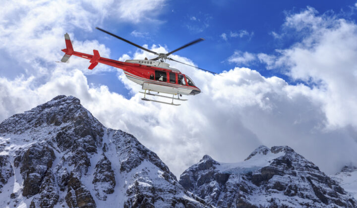 A helicopter in BC’s mountains.