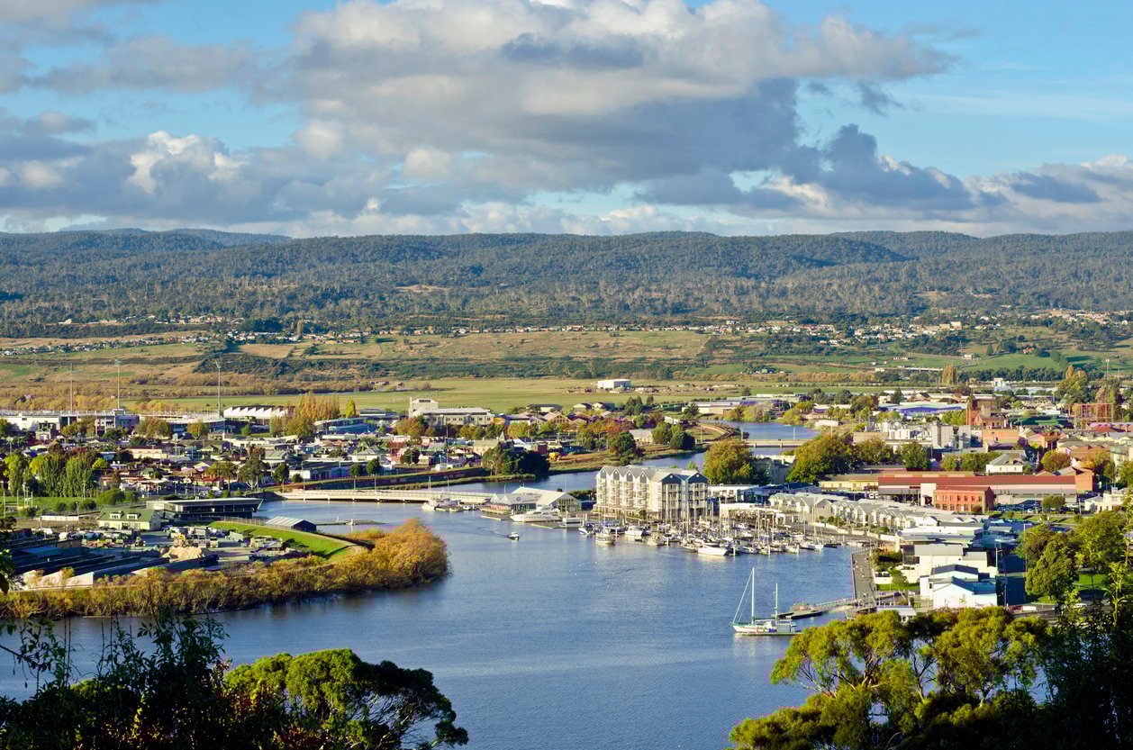 Aerial view of Launceston, Tasmania, Australia.