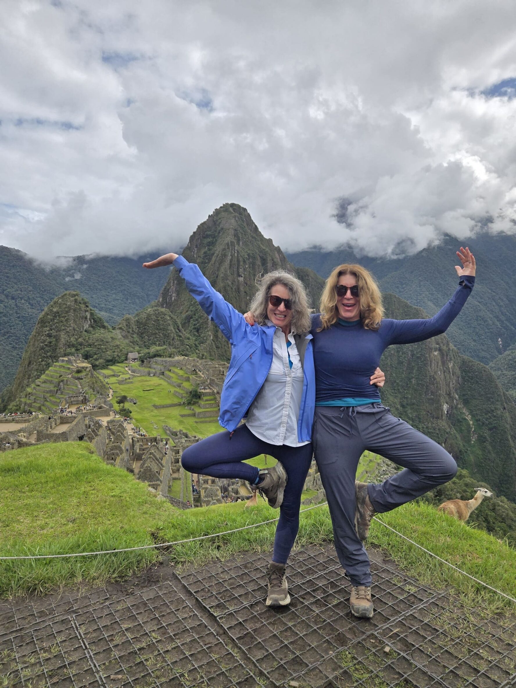 Reaching Machu Picchu two women