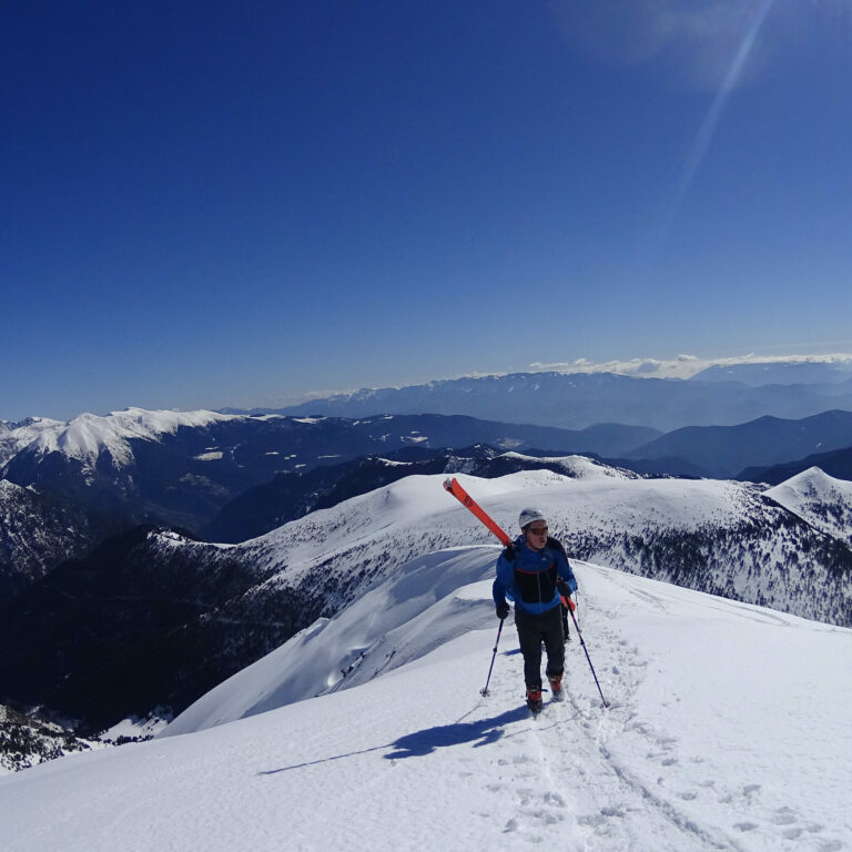 Skier and scenic views of Andorra