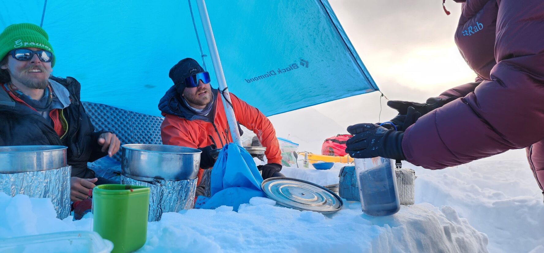 Skiers resting in Chugach, Alaska