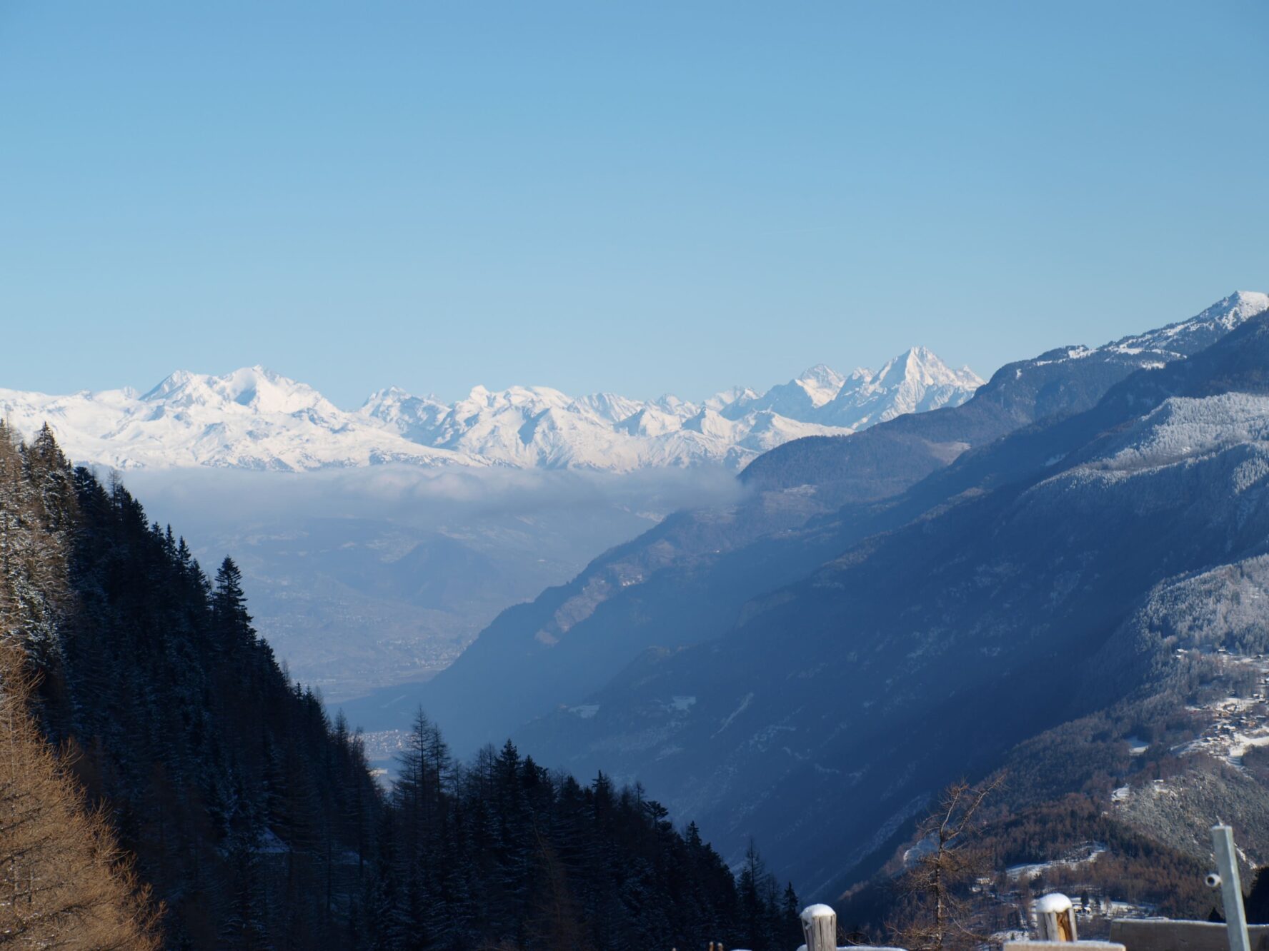 Snow-capped peaks in Mont Blanc