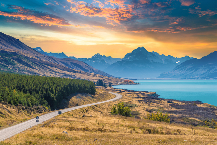 Panoramic view popular and famaus place nature landscape in south island New Zealand