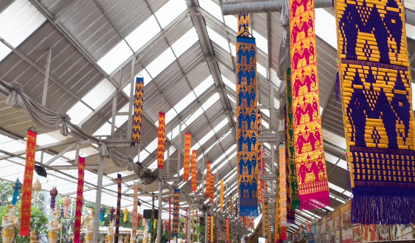 Fabric flag in the traditional northern region style of Thailand