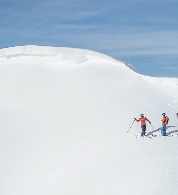 A skier posing on a slope near St. Anton, Austria