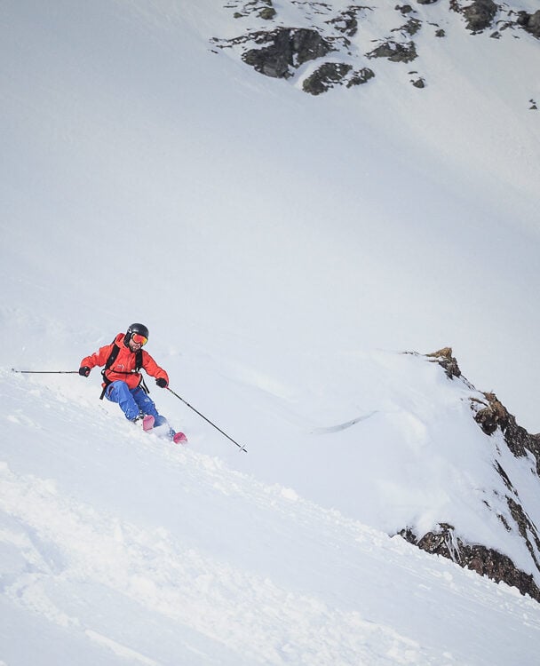 A skier posing on a slope near St. Anton, Austria
