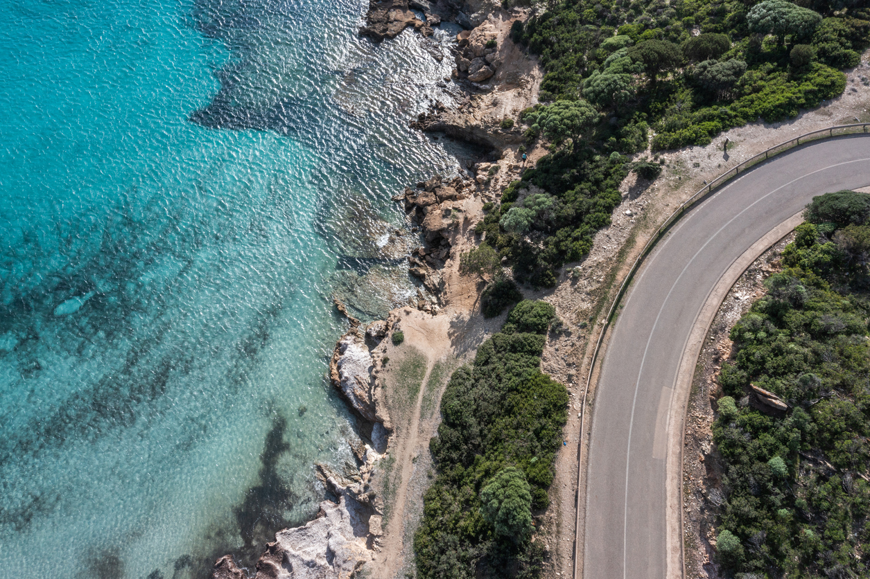 Coastline and road view, Sardinia