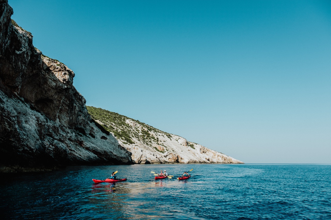 Kayakers exploring the coast