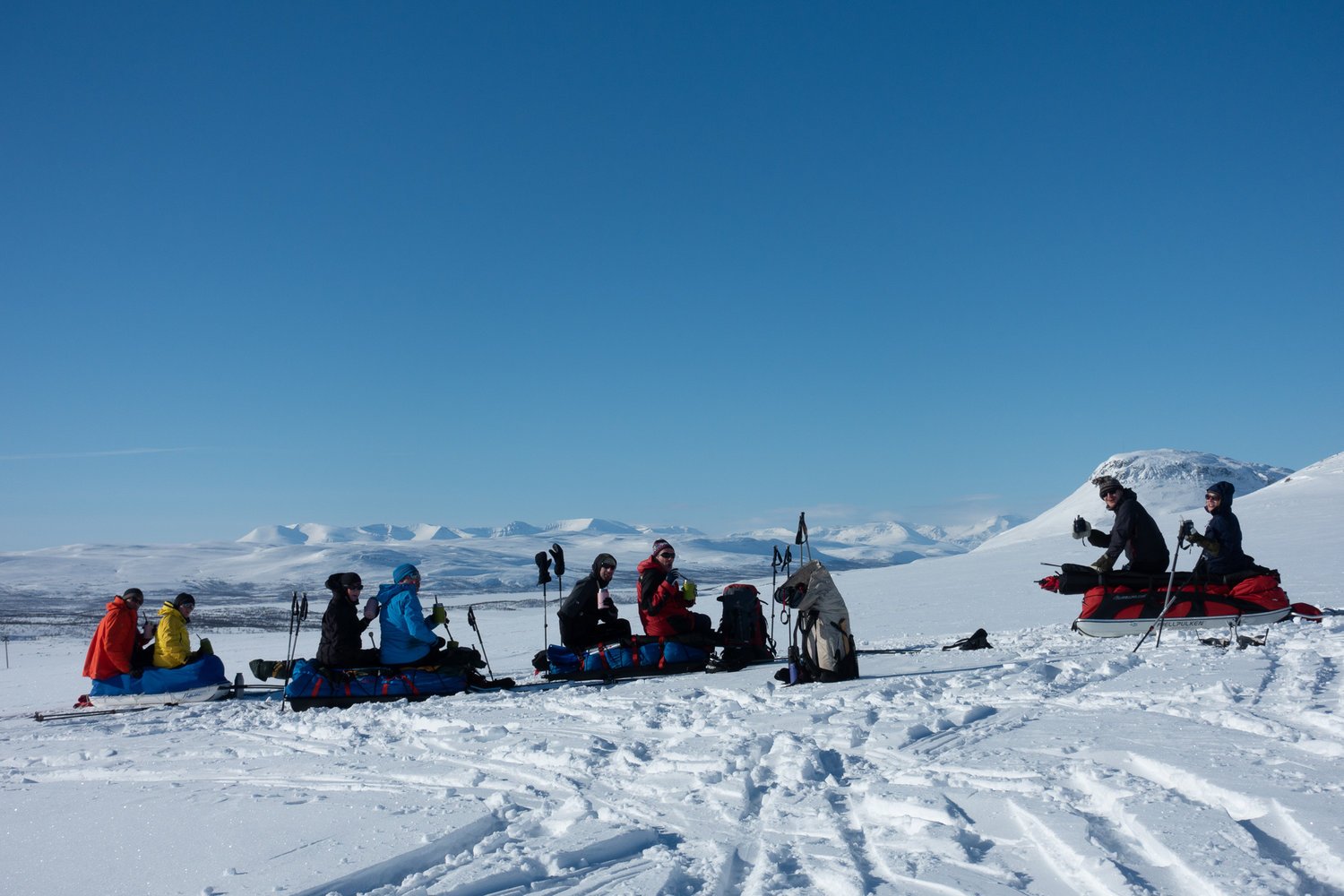 A skier looking at a vista in Halti, finland