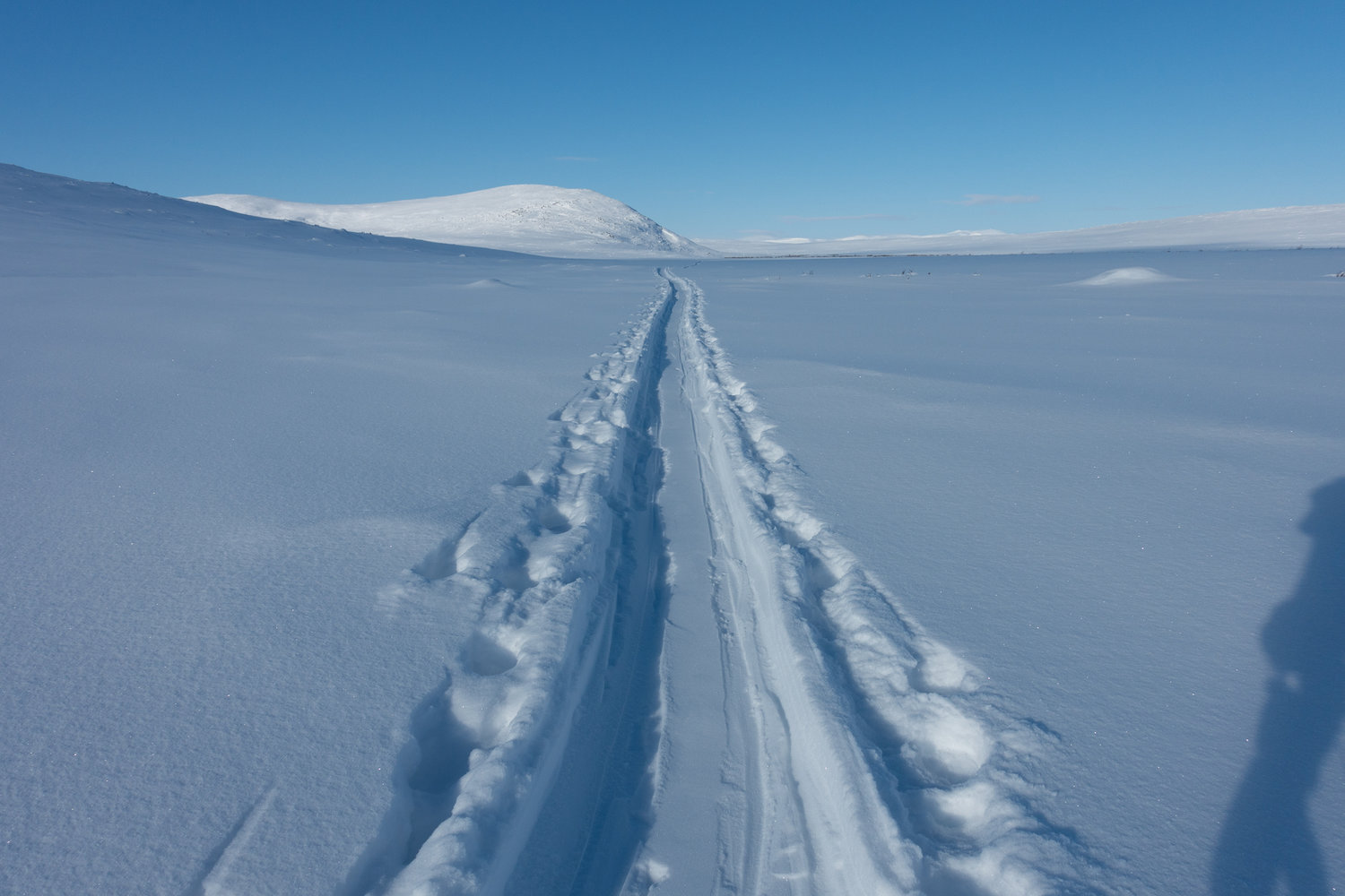 A snowcat track in Halti, Finland