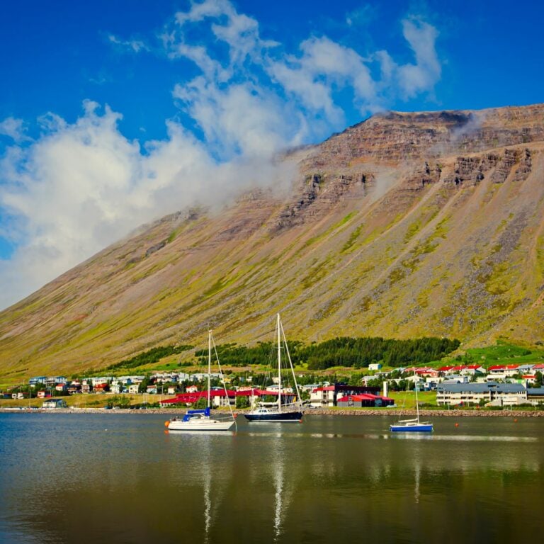 The vedute of Isafjordur, Westfjords, Iceland.