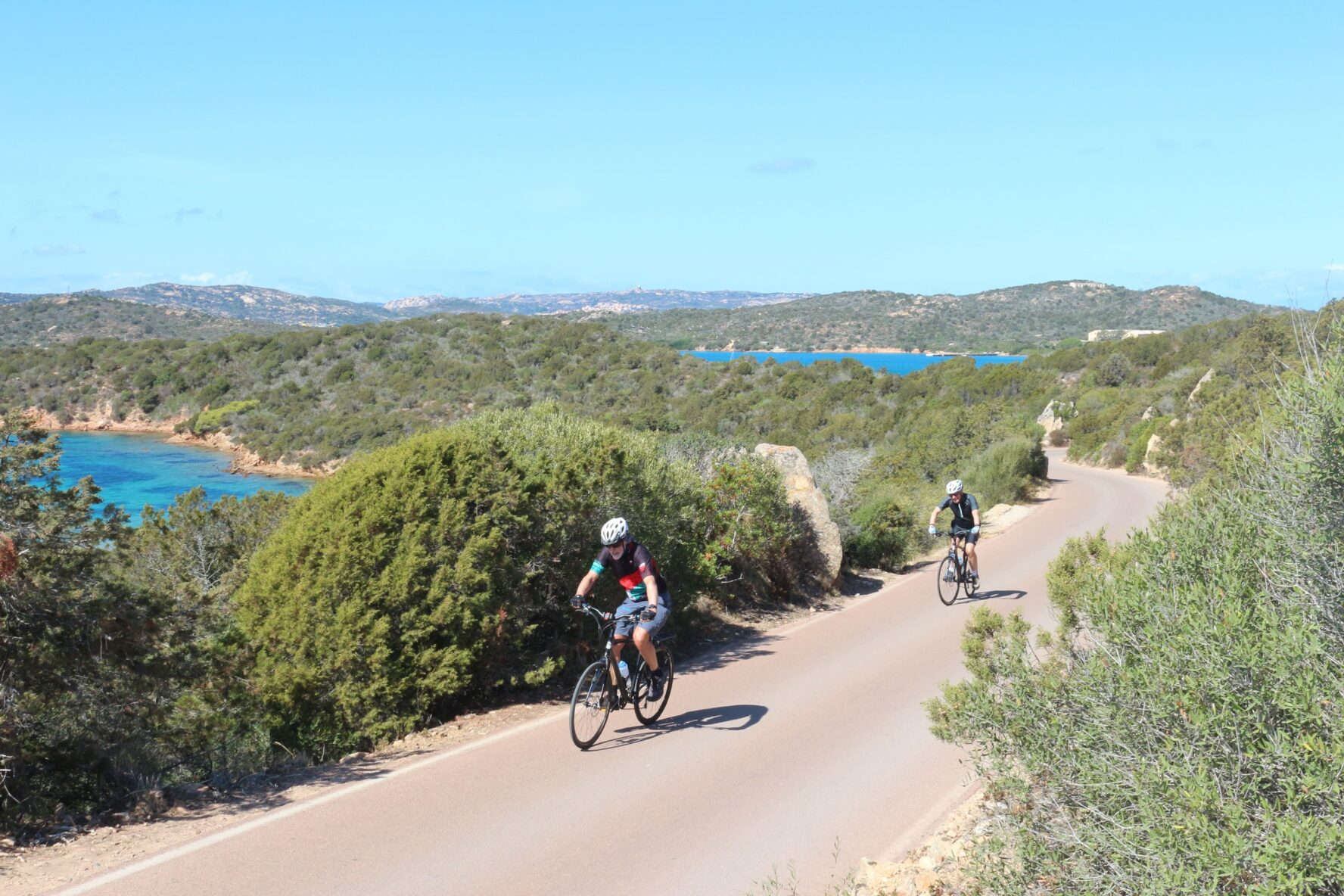Narrow road and cyclists