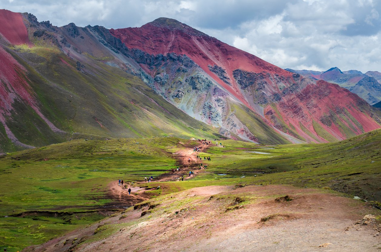The Pitumarca Valley, dubbed Red Valley, near the Rainbow Mountain, in Peru.