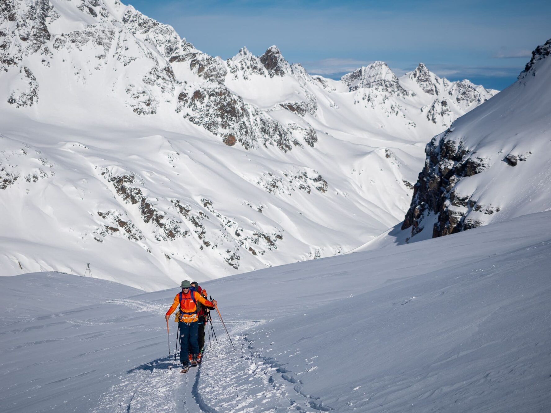 Skiing backcountry Silvretta