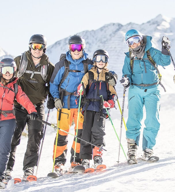 A skier posing on a slope near St. Anton, Austria