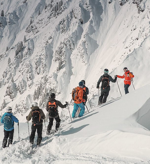A skier posing on a slope near St. Anton, Austria