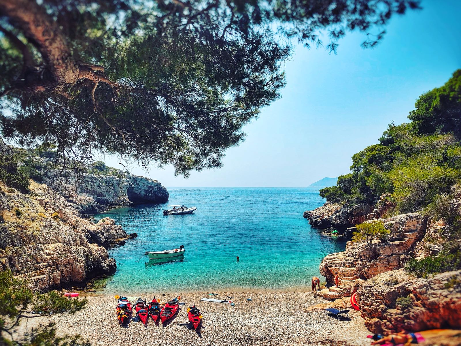 Swimming in a secluded bay