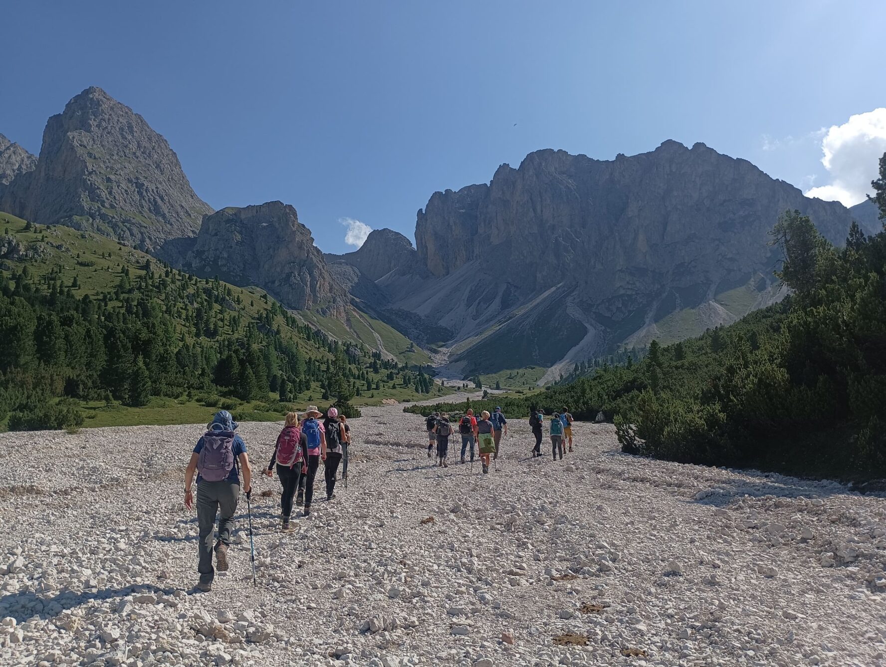Beautiful Val Gardena and hikers