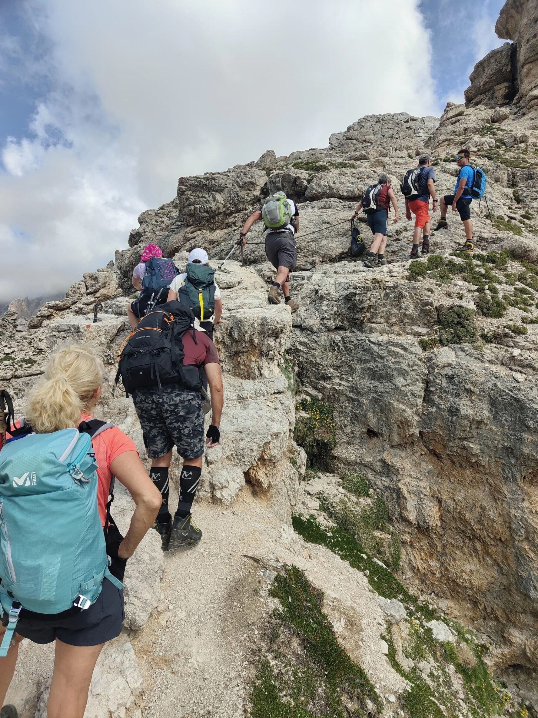 Climbing rocky landscapes in the Dolomites