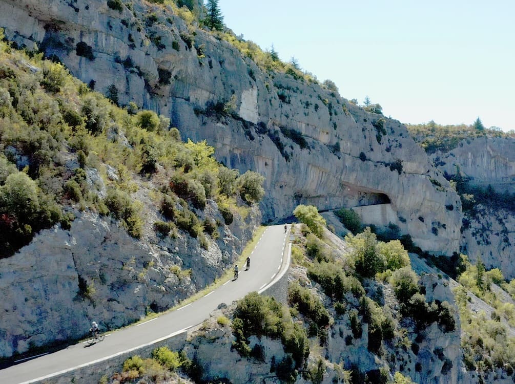 Group of cyclists downhill Provence