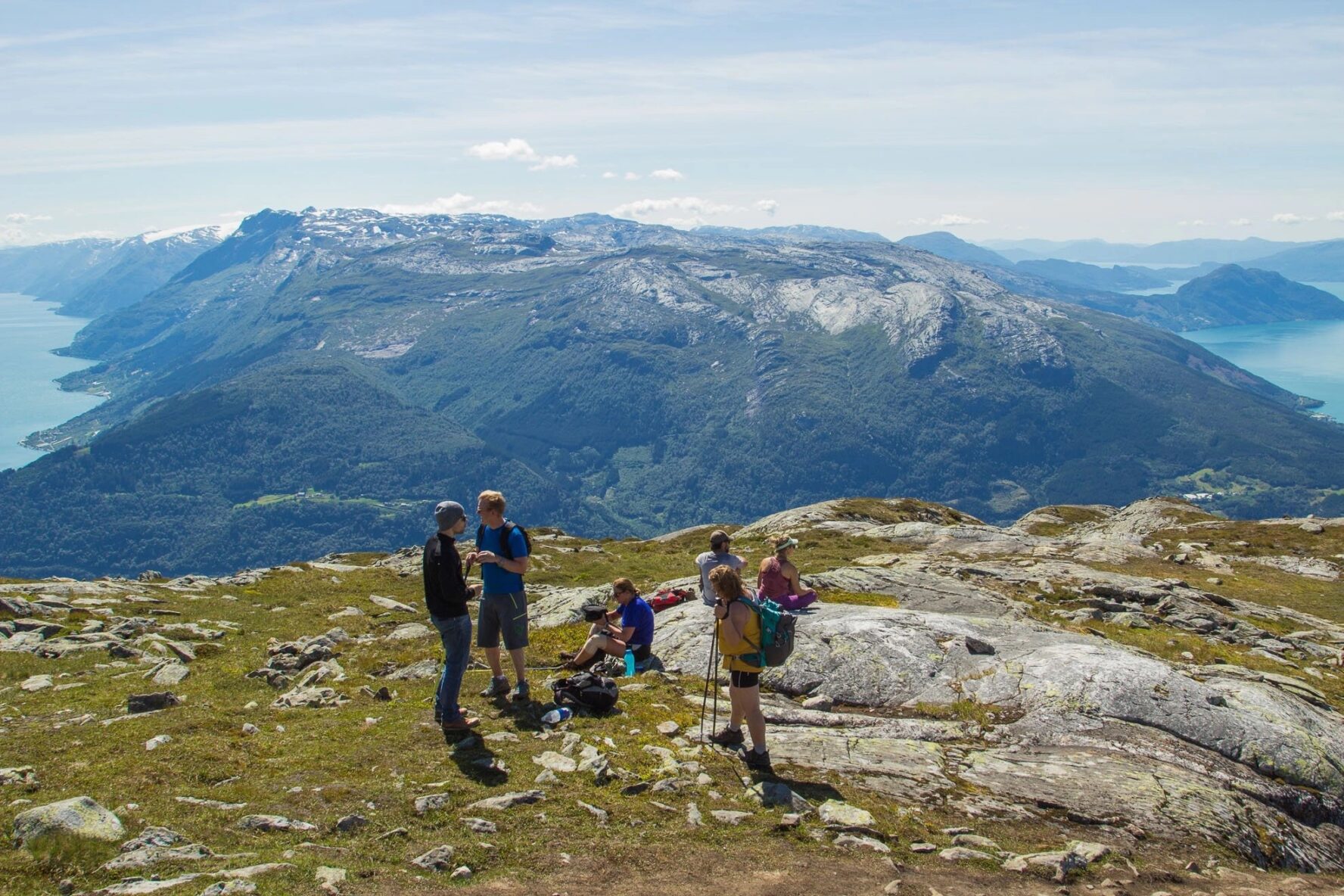 Group of hikers in Fjord Norway