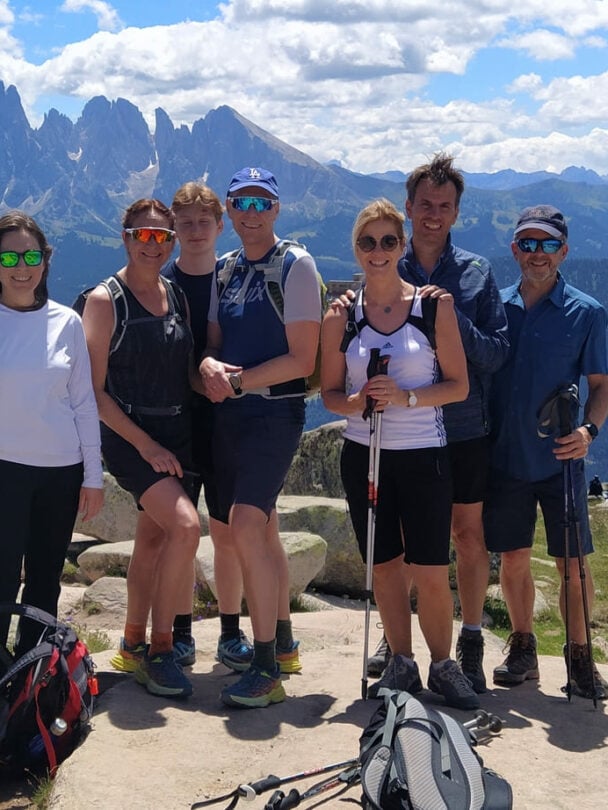 Val Gardena group happy hikers