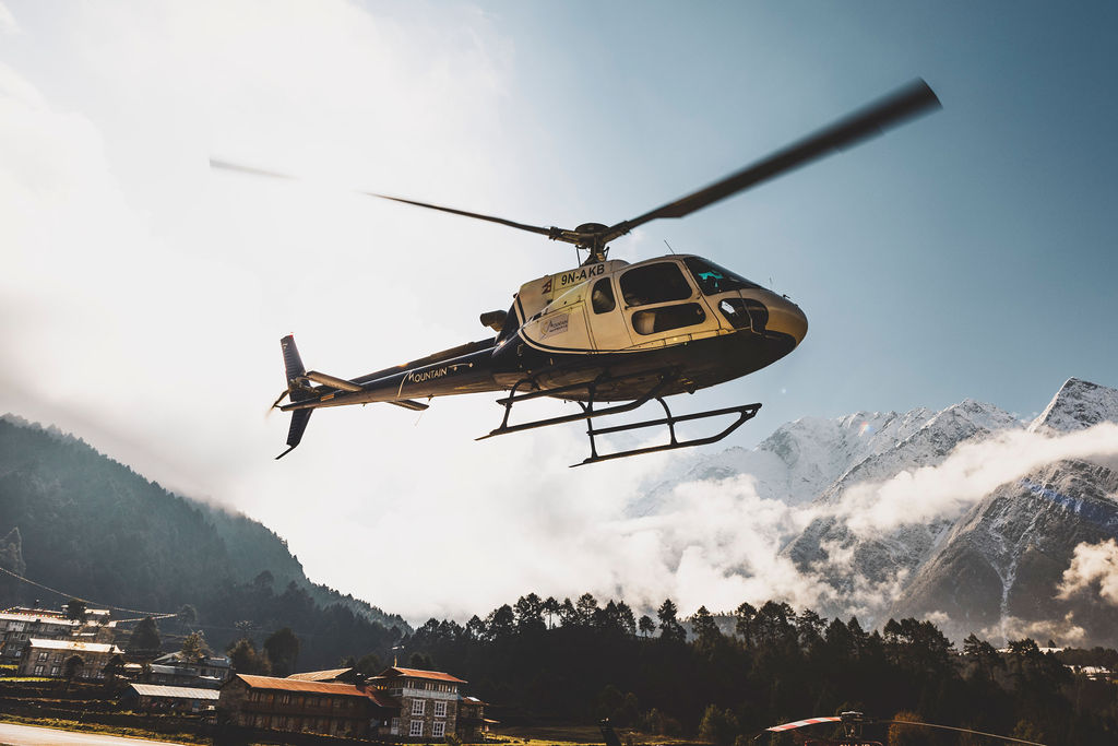 Helicopter on the EBC trek