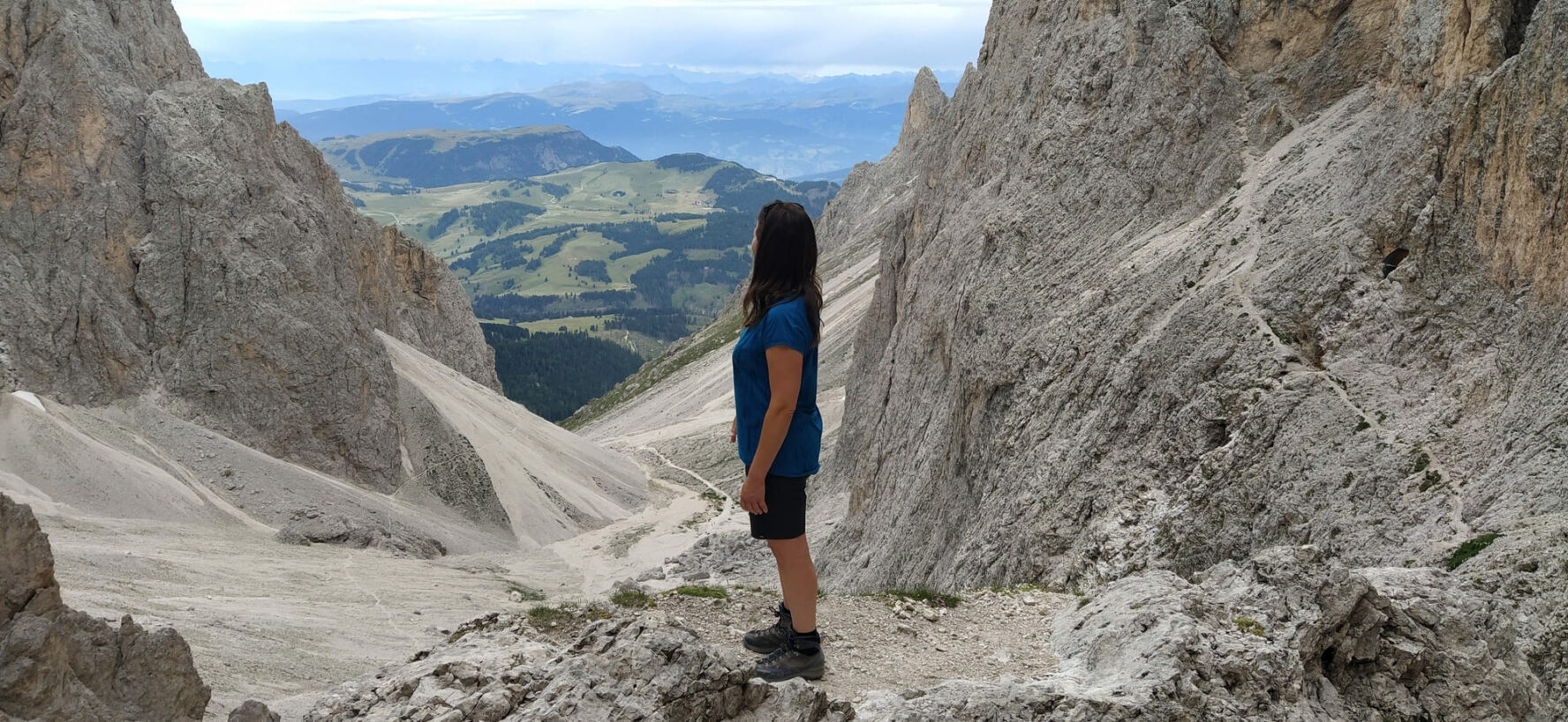 Hiker admiring Val Gardena
