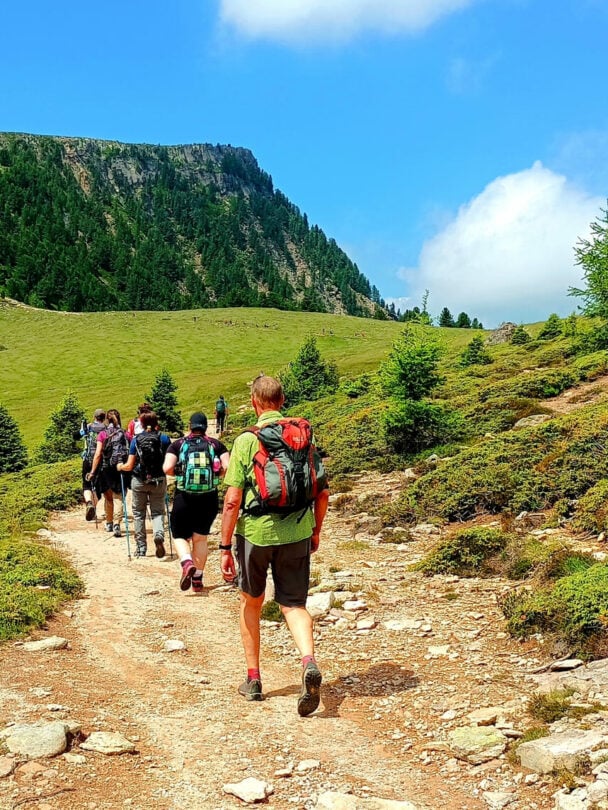 Val Gardena group happy hikers