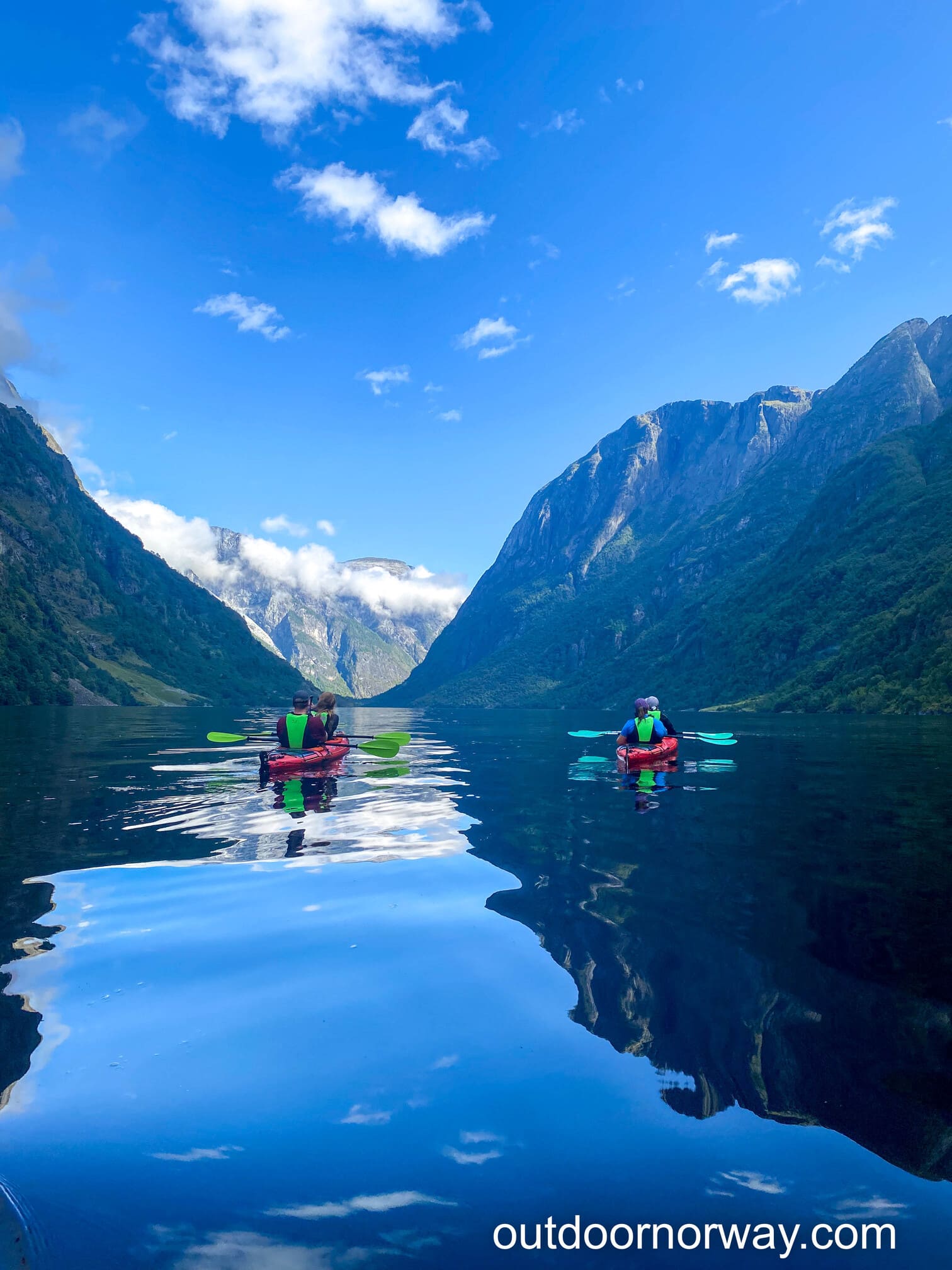 Kayaking in the Naeroyfjord in Norway