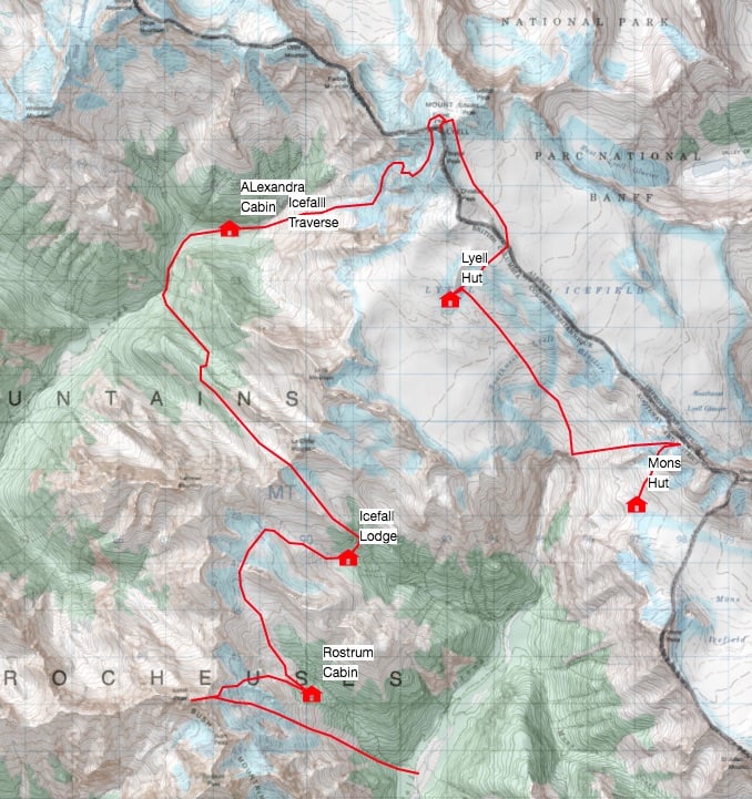 Map of the Icefall Traverse