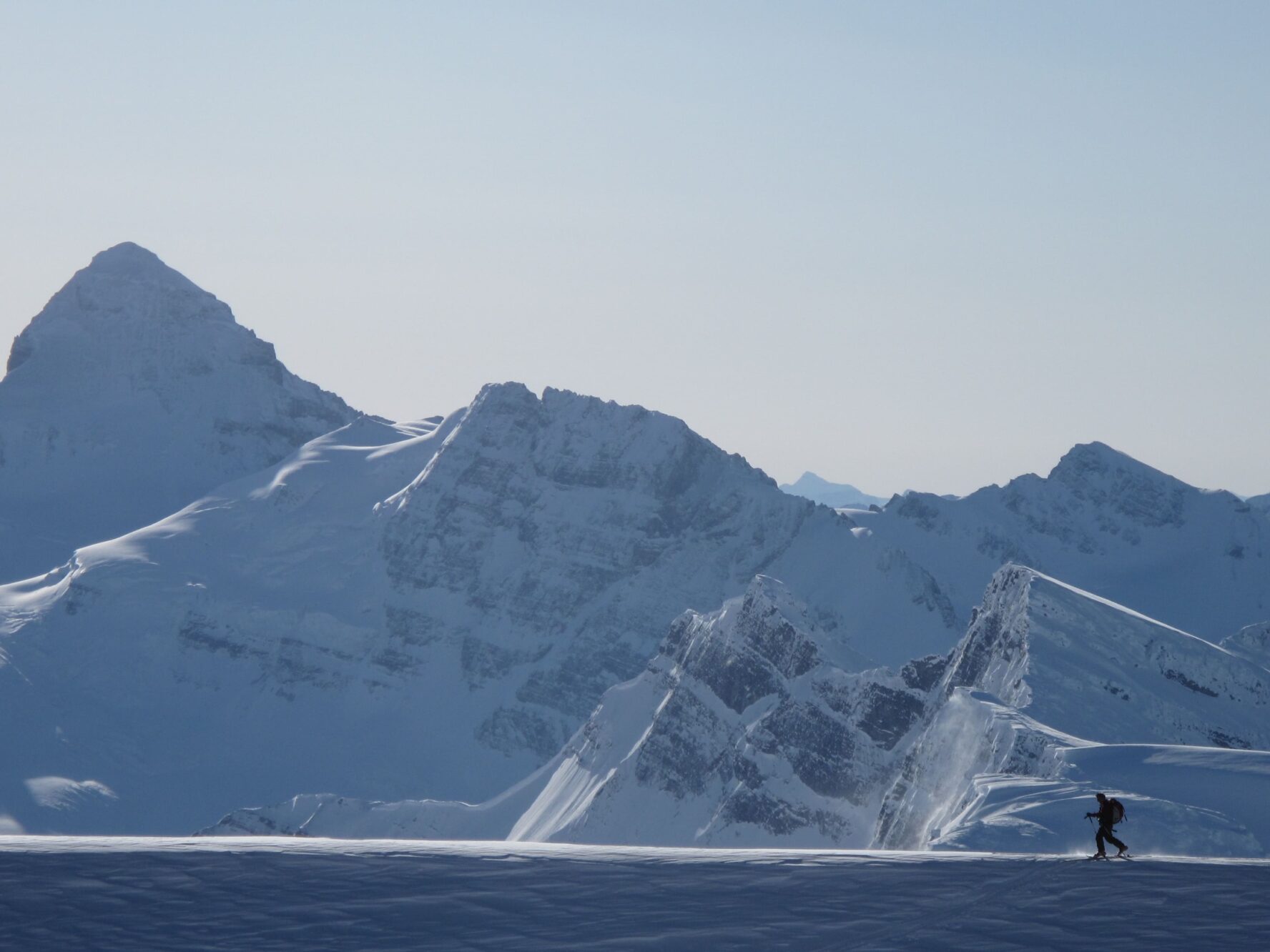 One skier on the Icefall Traverse