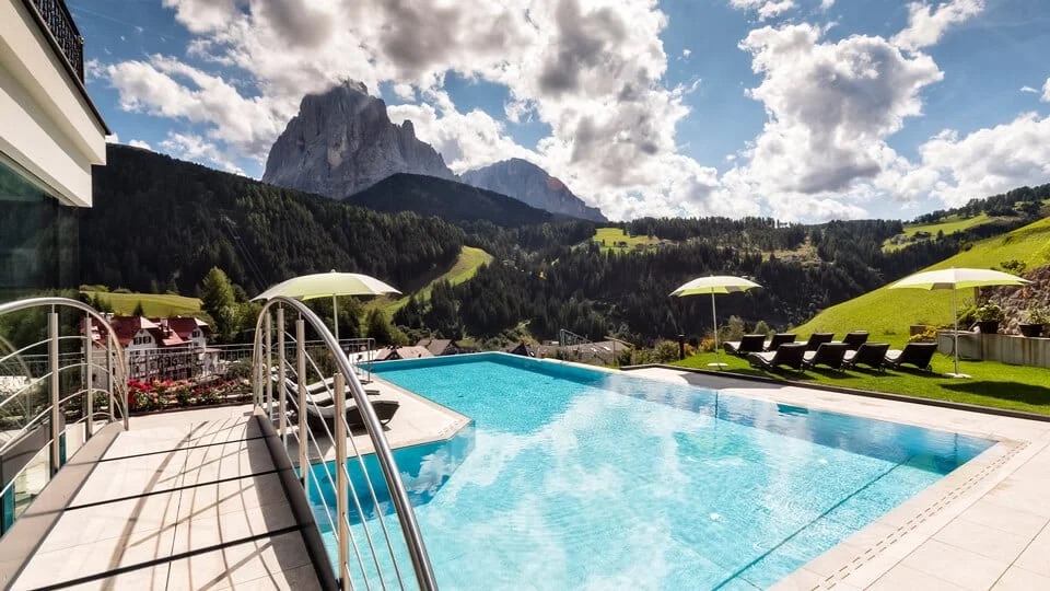 Pool from the hotel in Val Gardena