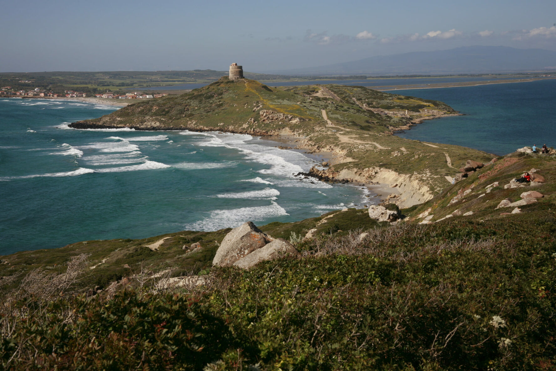 Sardinia, view of a settlement and the sea
