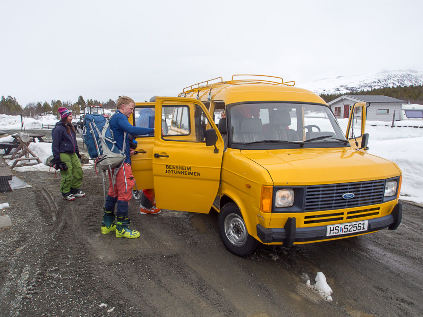 Backcountry skiers going for a shuttle to the Jotunheimen National Park.