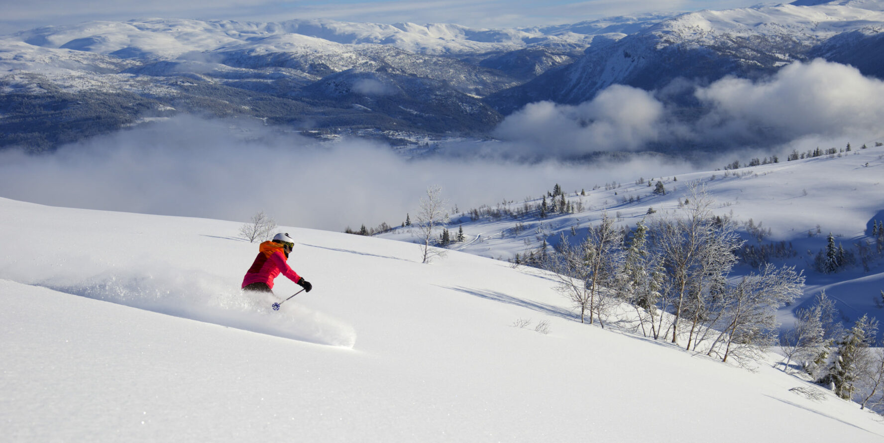 Skier going down the slope in Norway