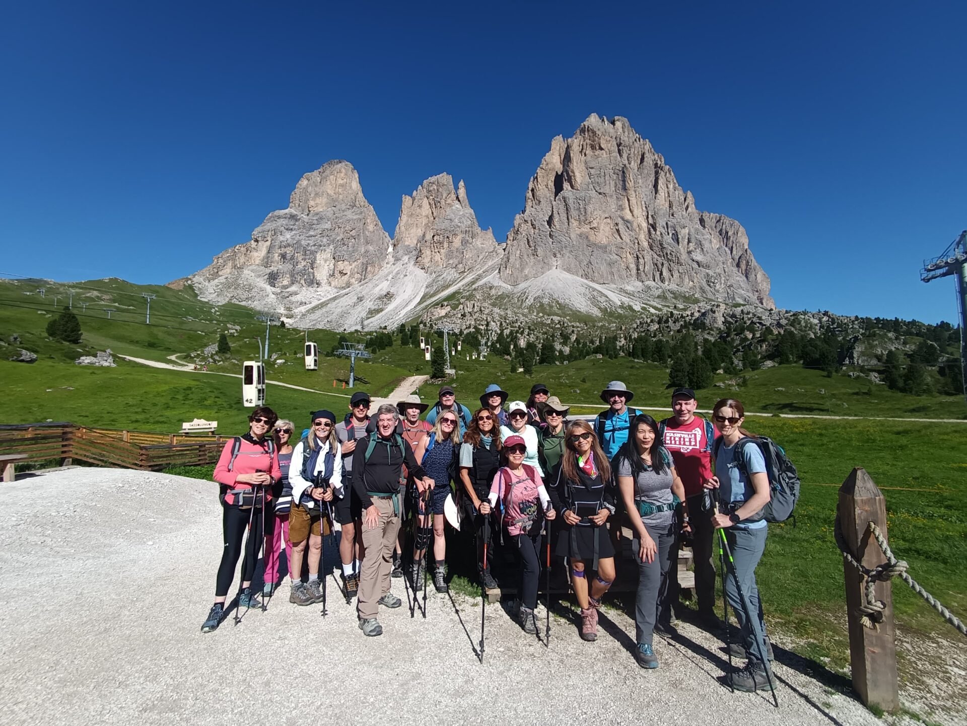 Val Gardena group happy hikers