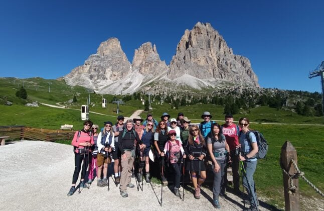 Val Gardena group happy hikers
