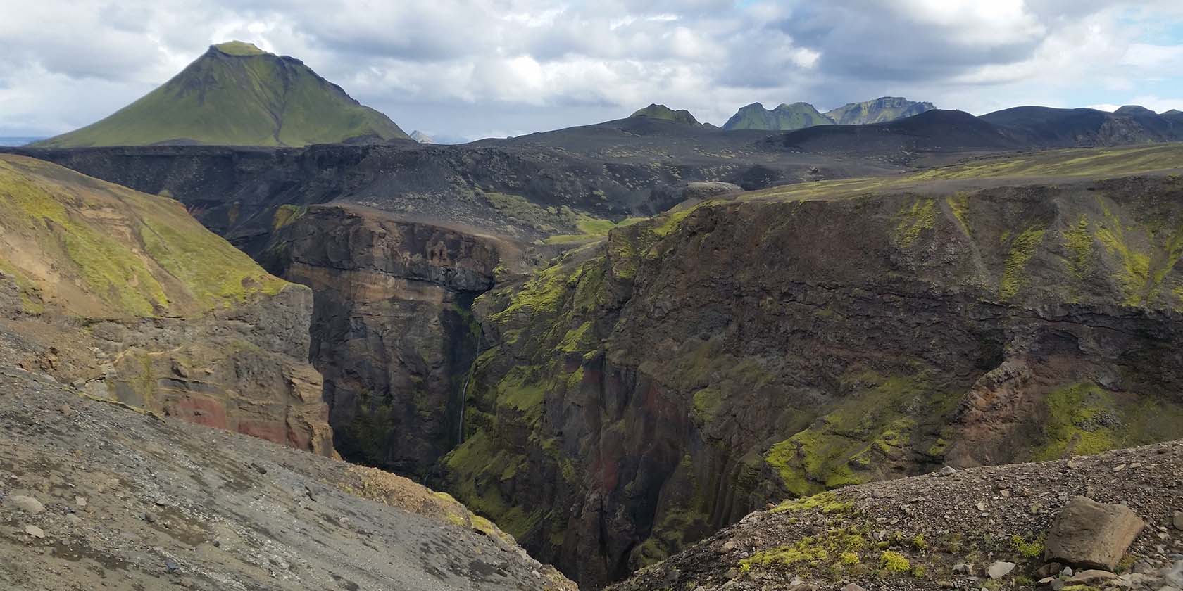 Big canyon seen during the Dalastigur Treki in the Icelandic Highlands.