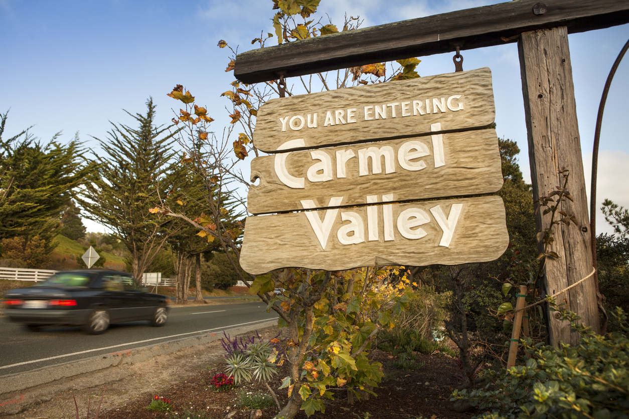 Sign post by Carmel by the sea in California USA