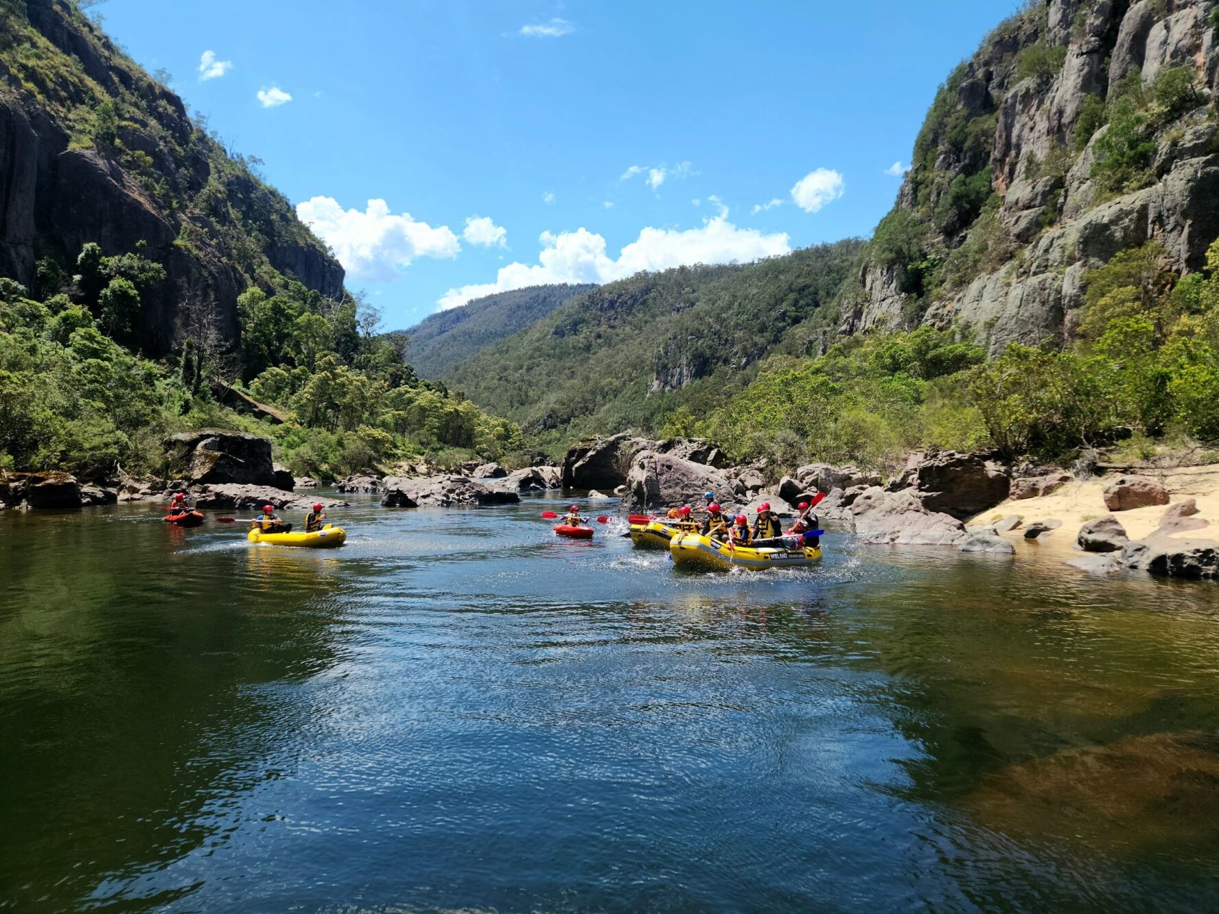 A group rafting on the Snowy River