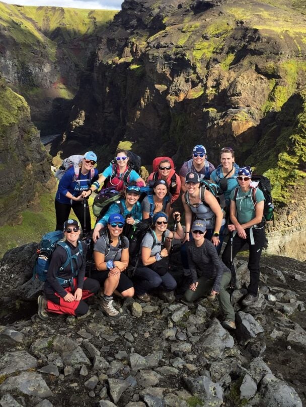 Happy women, Skogafoss waterfall