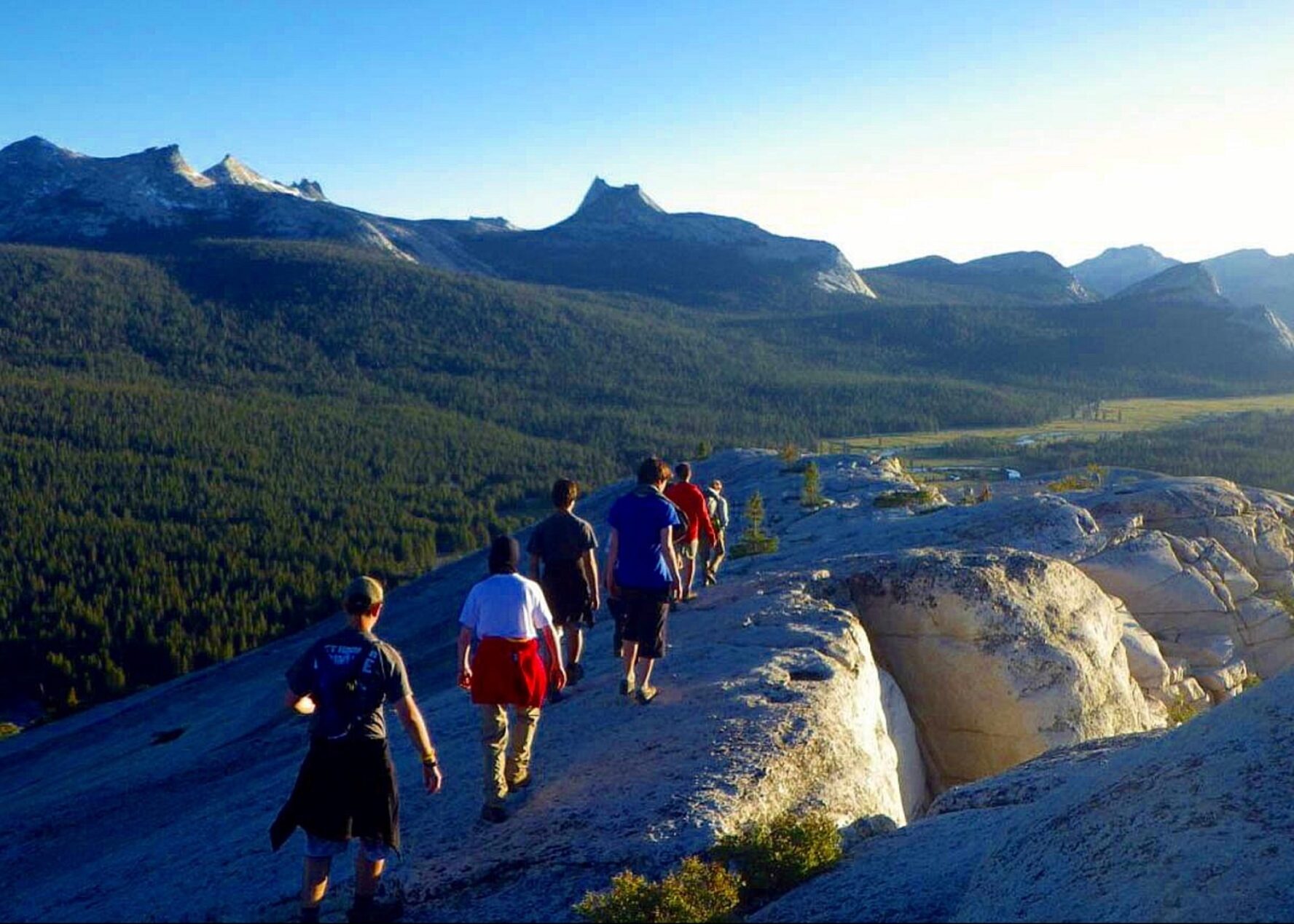 Hikers enjoying Yosemite’s high country on the Lembert Dome, above the Tuolumne Meadows.